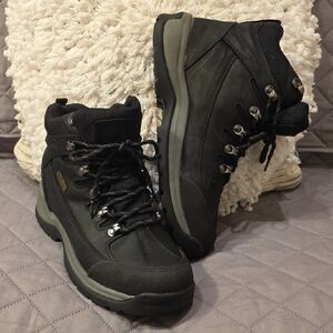 Nortiv 8 Black Leather Waterproof Lace Up Hiker Boots